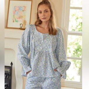 NWT Piyama Cotton Florence Sleep Set in Floret Blue Womens XS 2-4